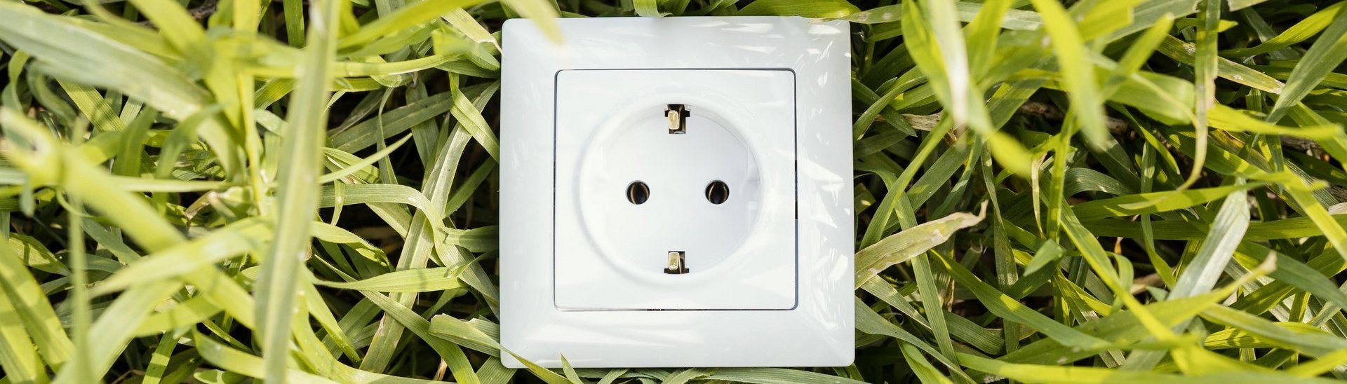 top-view-electric-socket-green-grass